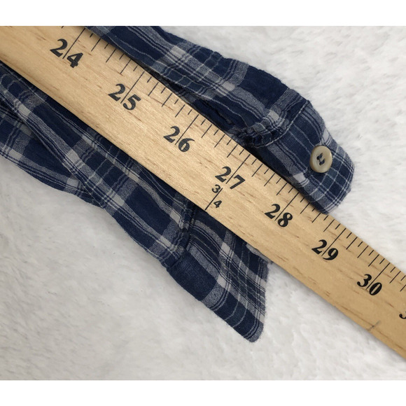 BSBEE 100% Cotton Shirt Women's Sz L Blue Plaid Long Sleeve Button Drop Shoulder - Picture 13 of 13